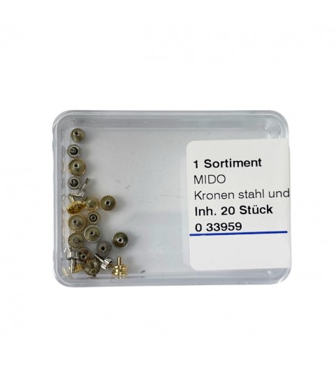 MIDO set of 20 crowns with logo for vintage watches