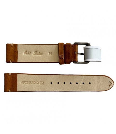 Mokka beige leather strap with stitch 20 mm