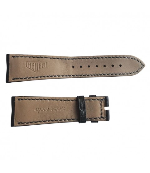 New Heuer Carrera alligator dark grey leather strap 22mm