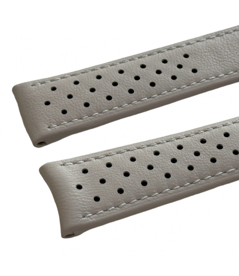 New Heuer grey leather strap 22mm for vintage watches