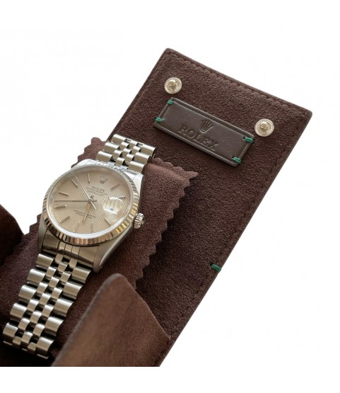 New Rolex leather pouch travel box in brown for 1 watch
