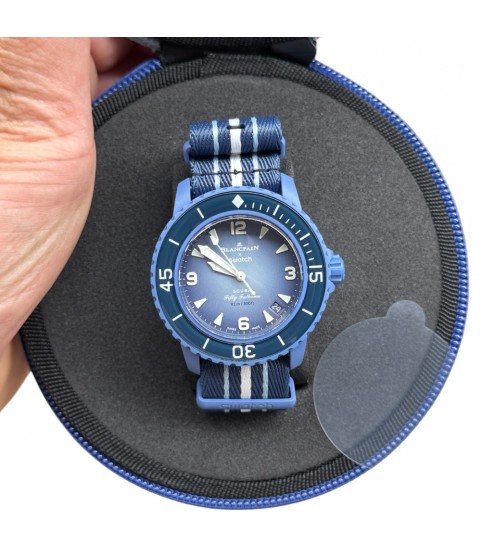 New Swatch Blancpain Scuba Atlantic Fifty Fathoms S035A100 blue automatic watch New Swatch Blancpain Scuba Atlantic Fifty Fathoms S035A100 blue automatic watch