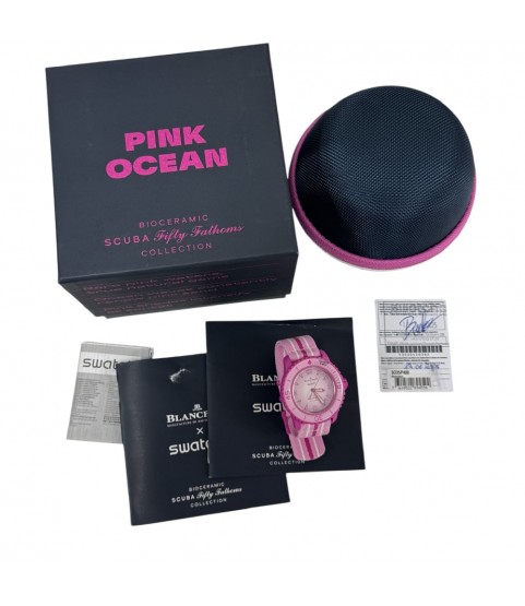 New Swatch Blancpain Scuba Pink Ocean Fifty Fathoms SO35P400 automatic watch