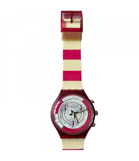 New Swatch Navy Berry SCR100 chronograph watch 1990s