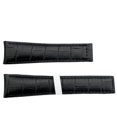 New Tag Heuer black leather alligator watch strap 22mm