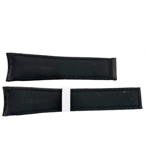 New Tag Heuer black leather alligator watch strap 22mm