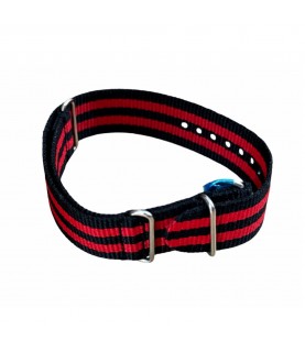 Nylon watch NATO strap red with black, 20mm