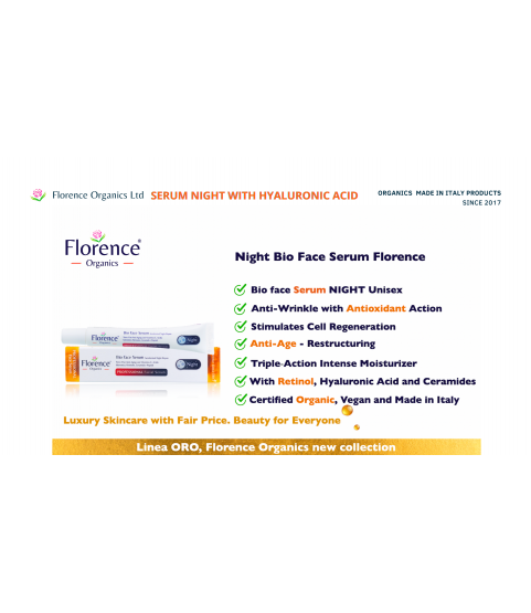 Organic Face Serum, Night Repair with Vitamin C Serum & Hyaluronic Acid 30 ml. Florence Organics Organic Face Serum, Night Repair with Vitamin C Serum & Hyaluronic Acid 30 ml. Florence Organics
