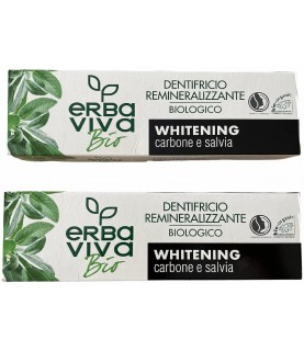 Pack of 2 Erba Viva BIO Organic Toothpaste with Charcoal and sage 75 ml + 75 ml