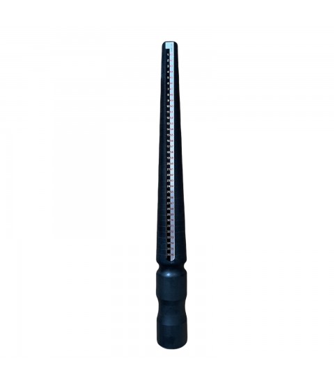 Plastic ring stick with four measuring units for jewelers