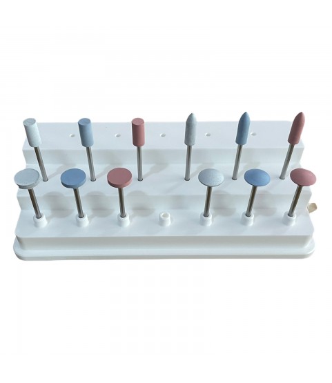 Set of 12 miniature mounted silicone polisher for metals, ceramics and plastics