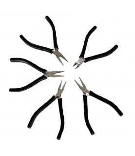 Set of 5 of pliers for jewelers and watchmakers, 130 mm