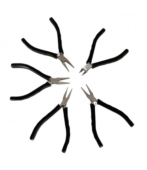 Set of 5 of pliers for jewelers and watchmakers, 130 mm