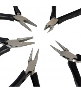 Set of 5 of pliers for jewelers and watchmakers, 130 mm