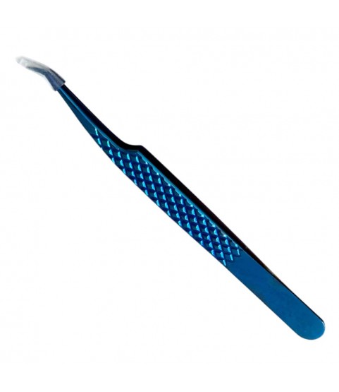 Shinezy stainless steel curved blue tweezer, non-magnetic for watchmakers and jewellers, 120mm