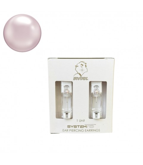 Studex 14k white solid gold with pearl Pink Earrings, 4mm, 7514-4674