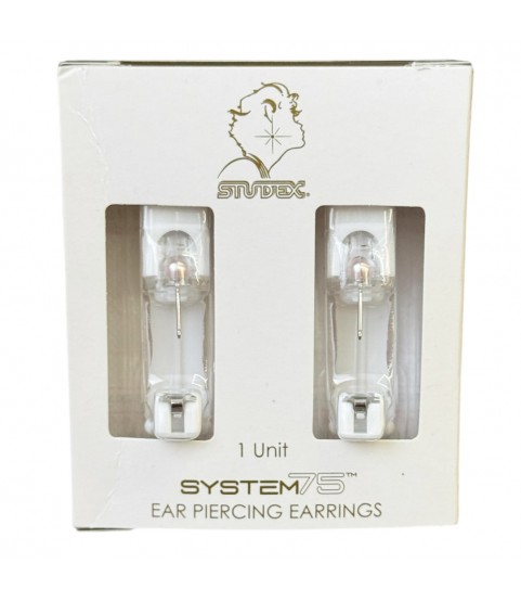 Studex 14k white solid gold with pearl Pink Earrings, 4mm, 7514-4674