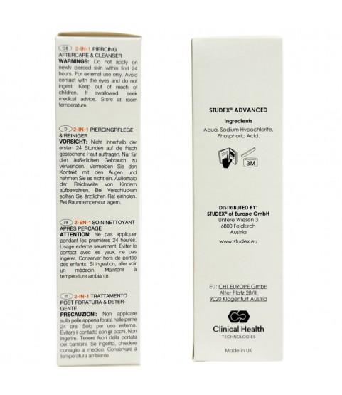 Studex Advanced 2 in 1 piercing aftercare and cleanser, 3.4 oz
