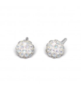 Studex silver fireball earrings  with white color stones, 4.5mm, 7522-0315