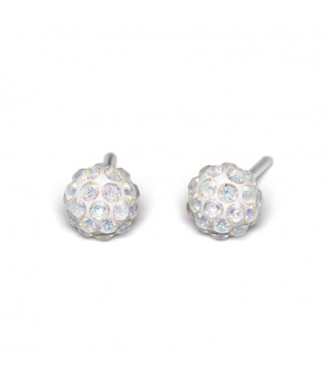 Studex silver fireball earrings  with white color stones, 4.5mm, 7522-0315