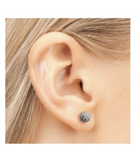 Studex silver fireball earrings  with white color stones, 4.5mm, 7522-0315