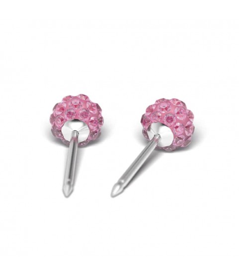 Studex silver fireball Rose earrings, 4.5mm,  7522-0310