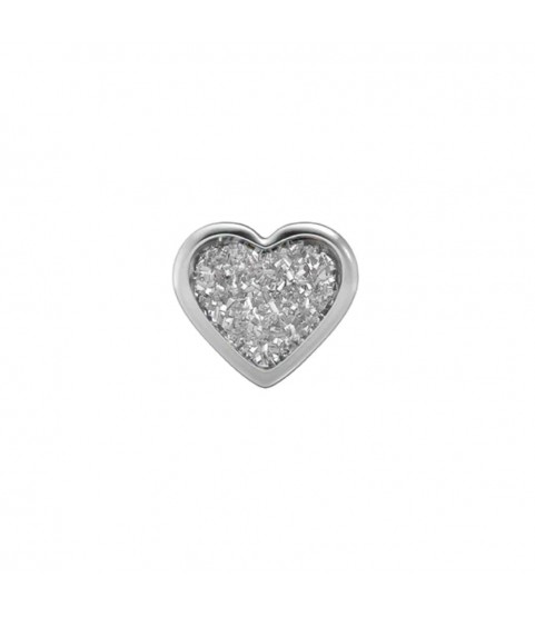Studex Silver Heart Glitter white earrings, 5mm, 7524-3564