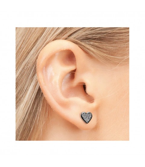 Studex Silver Heart Glitter white earrings, 5mm, 7524-3564