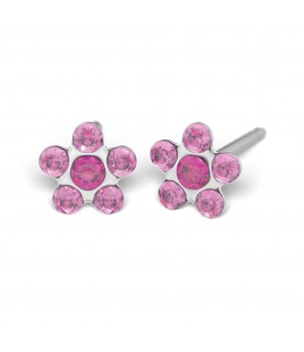 Studex silver Light Rose Fuchsia Flower Earrings, 5mm 7512-6023
