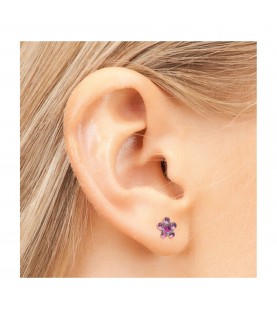 Studex silver Light Rose Fuchsia Flower Earrings, 5mm 7512-6023