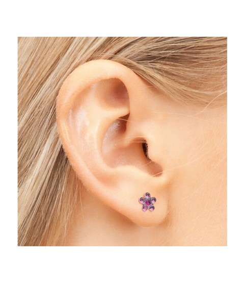 Studex silver Light Rose Fuchsia Flower Earrings, 5mm 7512-6023