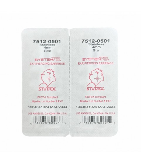 Studex silver (steel) 4mm Star Earrings 7512-0501