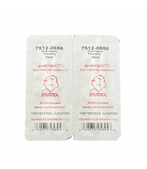 Studex Silver Teddy Bear Motif Earrings, 5mm, 7512-0656 Studex Silver Teddy Bear Motif Earrings, 5mm, 7512-0656