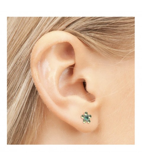 Studex steel flower with August peridot & May emerald Earrings, 5mm, 7512-6085 Studex steel flower with August peridot & May emerald Earrings, 5mm, 7512-6085