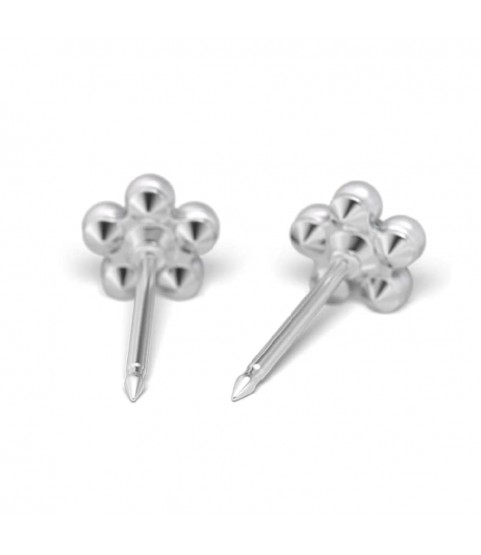 Studex steel flower with Cubic zircon & Pearl white Earrings, 5mm, 7512-6301