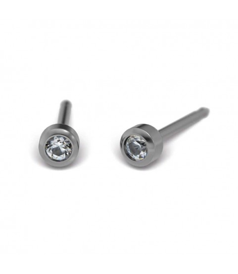 Studex Titanium Earrings with April Crystal stone, 2mm, 7533-0204