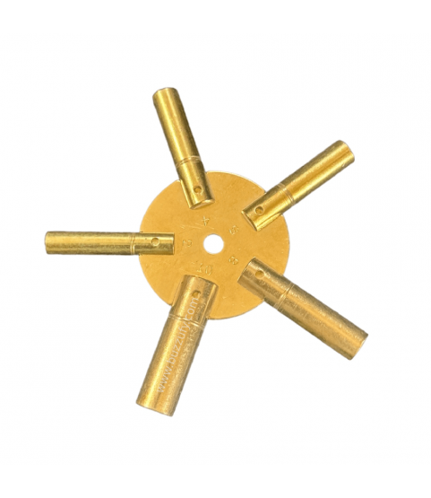 Universal brass key for clocks 5 different sizes 2-4-6-8-10