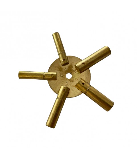 Universal brass key for clocks 5 different sizes 4-6-8-10-12