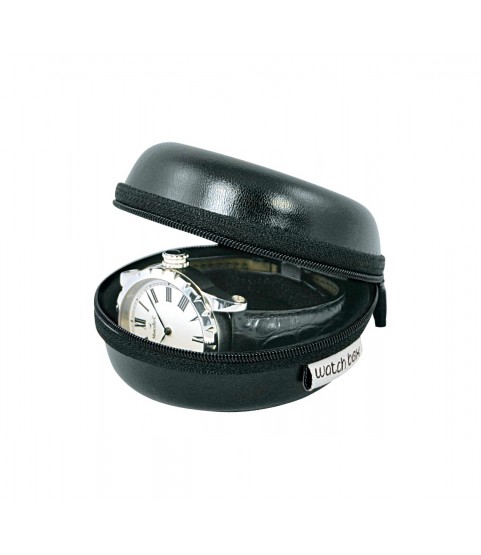 Watch Box Donut small travel hard case, shiny artificial leather, black