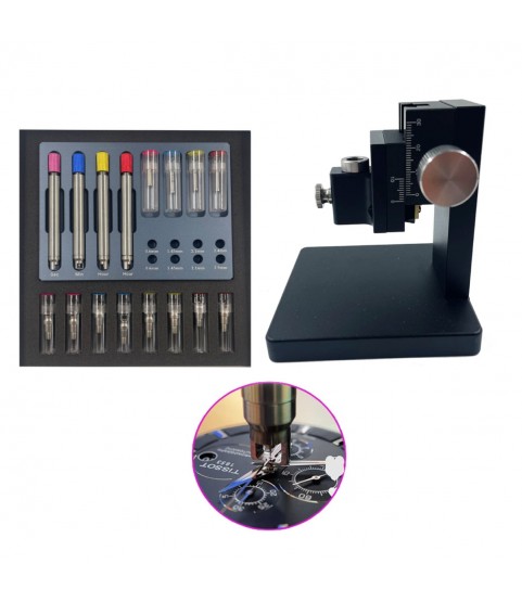 Watch seconds hand remover tool, hand setting and fitting press holder